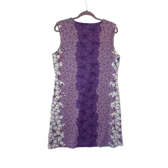 Rulon Reed Dress Medium Sleeveless Knee Length Split V-Neck Floral Stretch USA - Picture 8 of 9